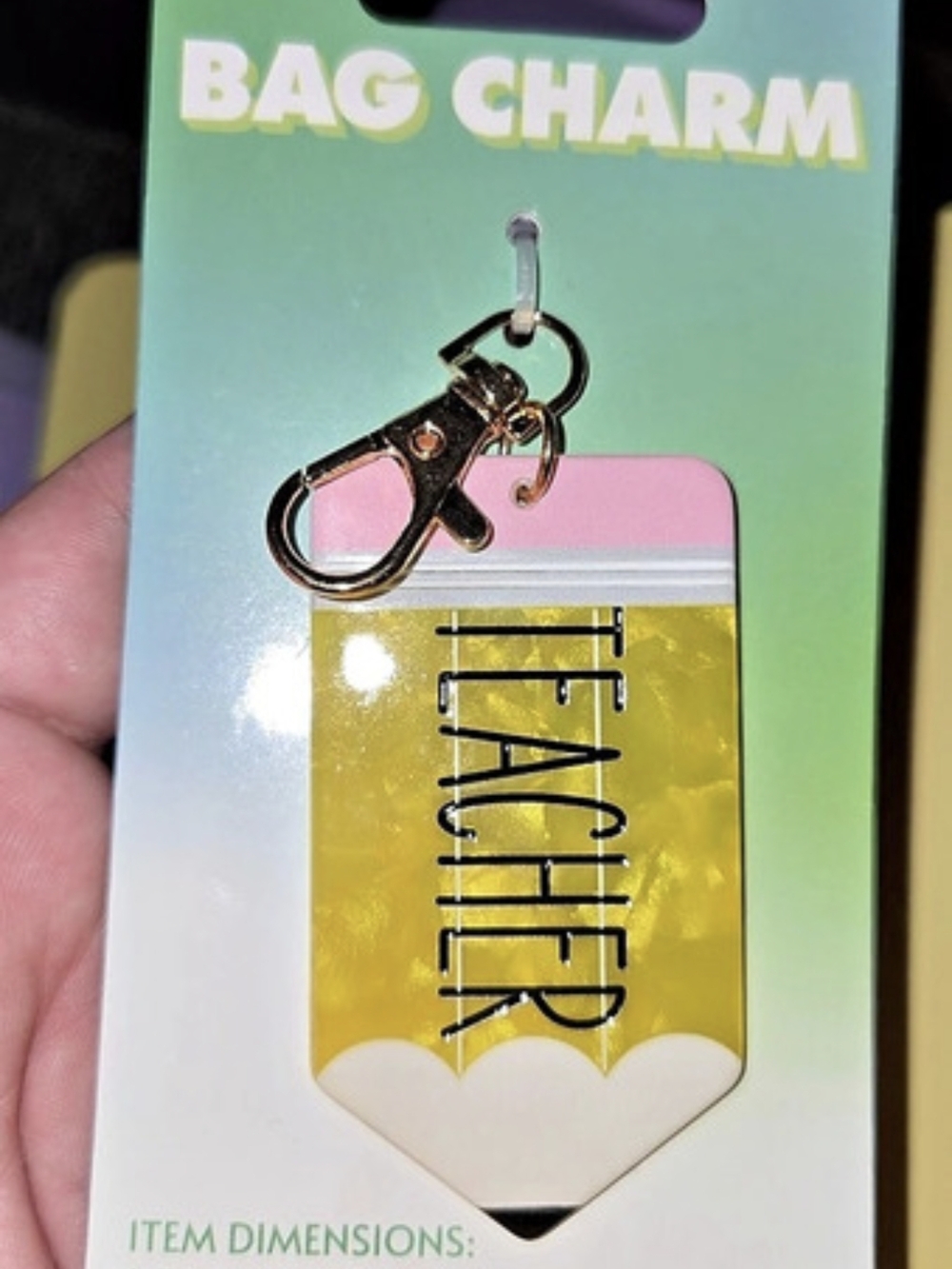 NWT Teacher Pencil Plastic Keychain Bag Charm Purse Handbag Educator Gift